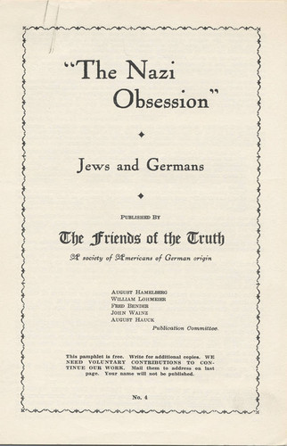 Pamphlet cover, Nazi Obsession: Jews & Germans, 1930s