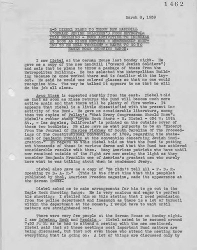 Report on activities at German House, 1939