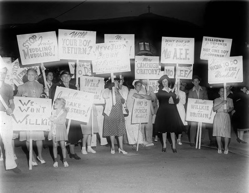 Photograph, anti-Wendell Willkie Rally, circa 1940