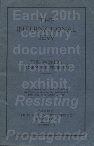 Booklet cover, The International Jew: The World's Foremost Problem, 1920