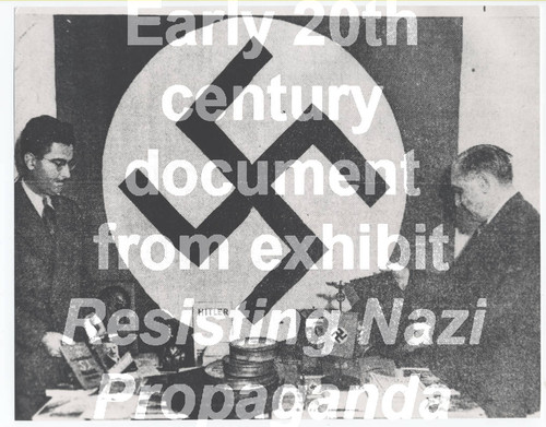 Photograph, Nazi paraphernalia seized in raid of Aryan Bookstore in L.A., 1942