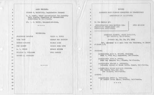 Report cover, Fact Finding Committee on Un-American Activities in California, 1941