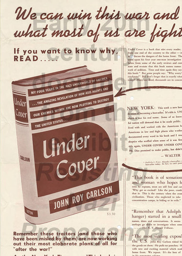 Advertisement, Under Cover by John Roy Carlson, 1943