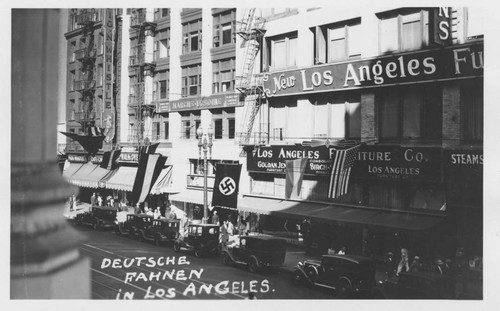 Photograph, German Flags in Los Angeles; Deutsche Fahnen in Los Angeles, 1936