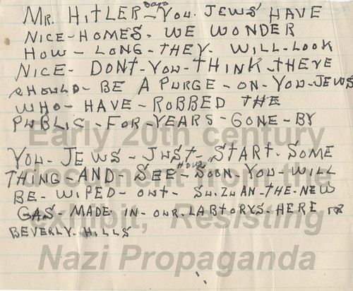 Anti-Semitic hate mail, circa 1940