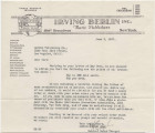 Letter from Irving Berlin Inc. to Zarvah Publishing Co