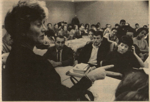 Dorothy Healey at San Fernando Valley State College (now CSUN), Apr. 6, 1965