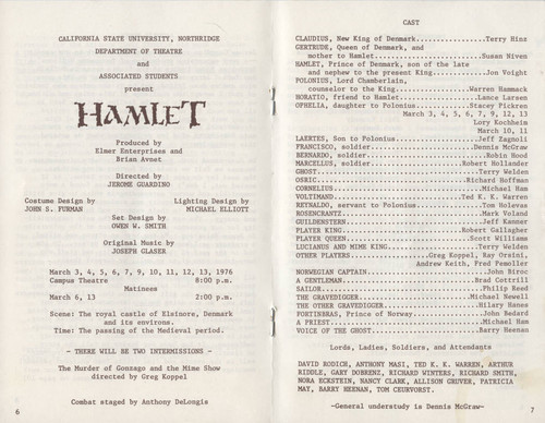 Program, "Jon Voight in Hamlet," March 1976
