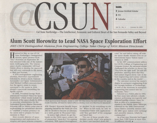 @CSUN newsletter featuring Scott Horowitz, October 10, 2005