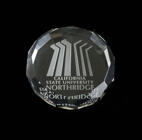 Crystal glass paperweight, undated
