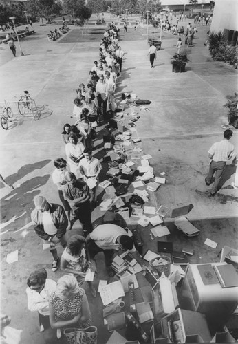 Students line up at the campus bookstore, September 1966