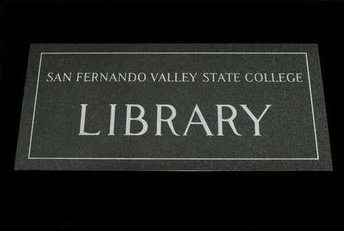 San Fernando Valley State College Library nameplate, ca. 1959