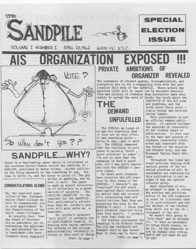 Sandpile, Vol. 1, No. 1, April 23, 1962