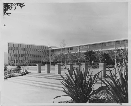 Fine Arts building and lawn at San Fernando Valley State College, undated