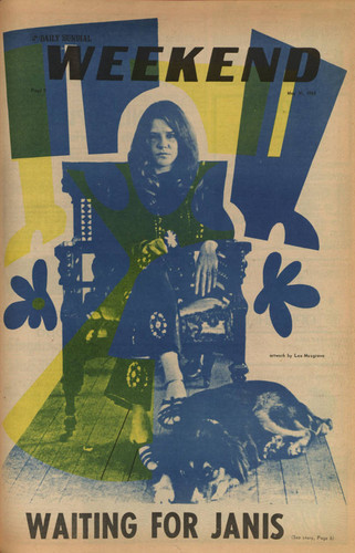 Janis Joplin on the cover of the San Fernando Valley State College (now CSUN) Daily Sundial Weekend insert, May 10, 1968