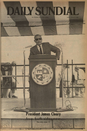 Daily Sundial front page--college President, Dr. James Cleary, October 3, 1969