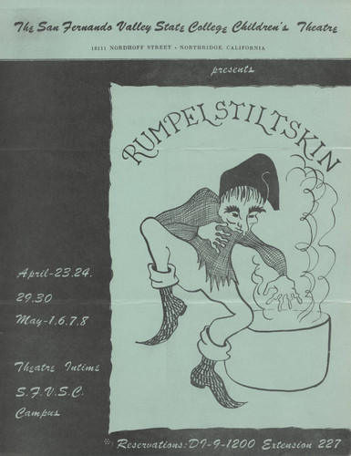 Children's Theater flier for "Rumpelstiltskin," ca. April-May 1960