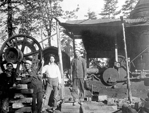 Dana Bailey and others next to donkey engine