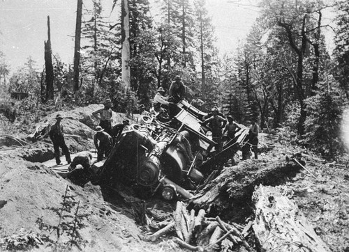 Wrecked locomotive on Meter Gauge Railroad