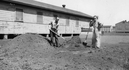 Spreading Soil for Lawn at Chico Army Air Field