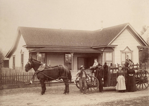 Family with horse and wagon