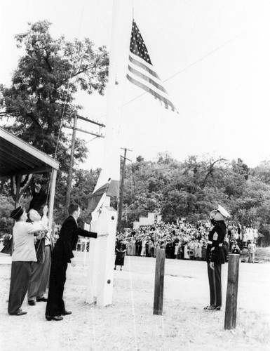 Raising the flag