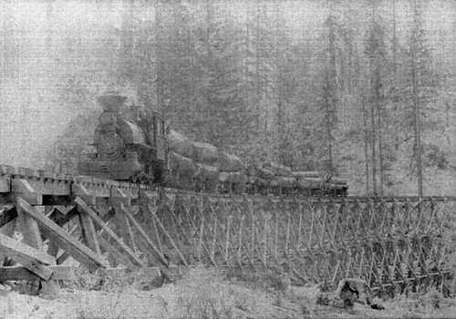 Load of logs on trestle near Lyonsville