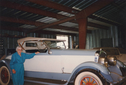 Hester with 1930s Car