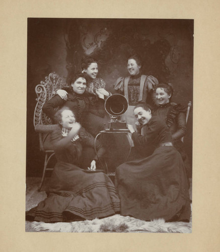 Laughing women, parlor portrait, Cedarville, Modoc County