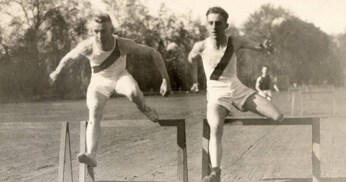 Track Team in a Hurdle Race