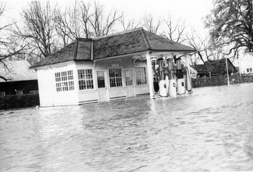 Union Oil Service Station under water