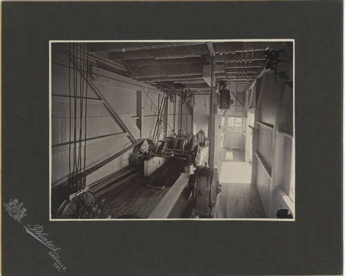 Inside gold dredger at Oroville ca. 1910