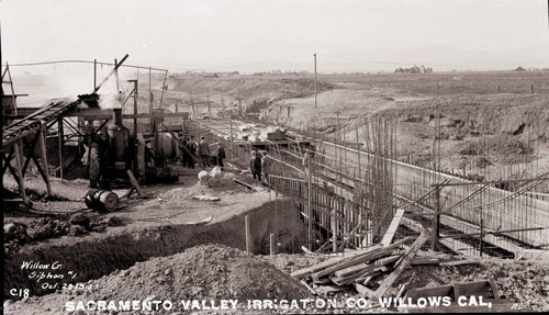 Construction on the Sacramento Valley Irrigation ditch