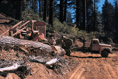 Logging truck and log loader--Soper-Wheeler Company