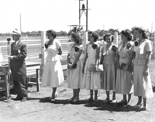 Ted Meriam announcing at a county fair