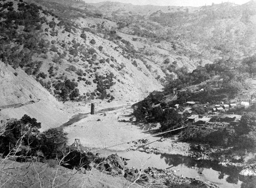 Suspension bridge over creek