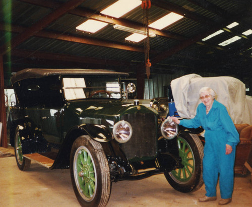 Hester with 1930s Car