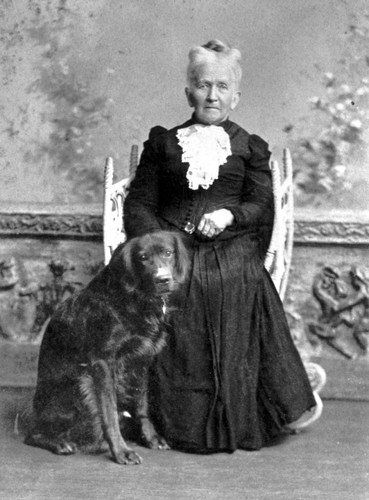 Portrait of Catharine Morrison Kennedy and her dog, taken 1892