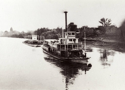 River Boat with Barge — Calisphere