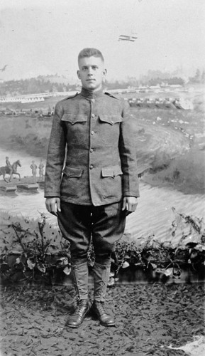 Young man wearing a military uniform