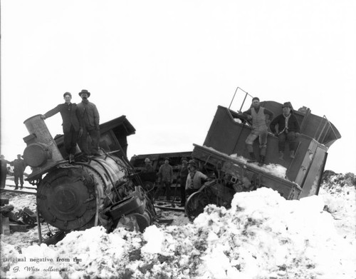 Railroad wreck in the snow