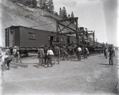 Laying rails on Western Pacific Railroad at Quincy junction