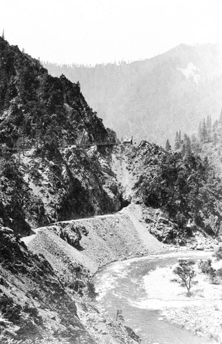 Railroad construction and tunnel on the Feather River