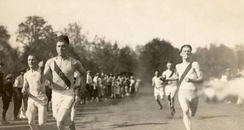 Chico State Normal School Track Team in a Race