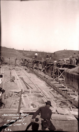 Construction on the Sacramento Valley Irrigation ditch