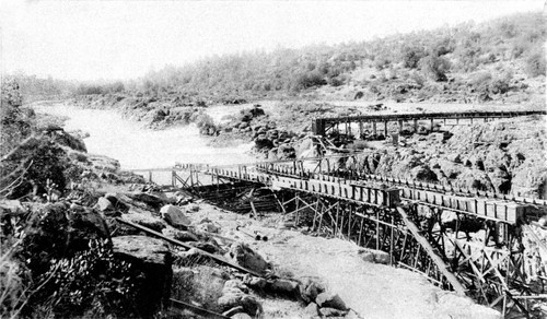 Construction dam and flumes on Feather River