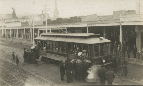 Opening day of Street Car Service, Chico, Cal