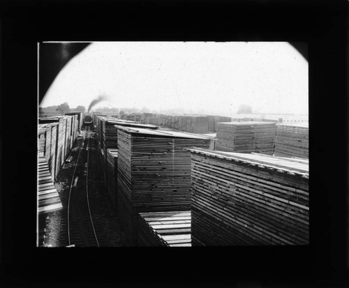 Railroad Lumber yard lantern slide