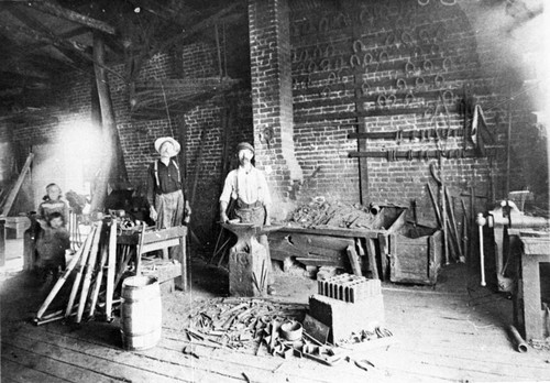 Inside William Liersch's Blacksmith shop