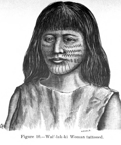 Illustrated Wailaki Indian Woman Tattooed